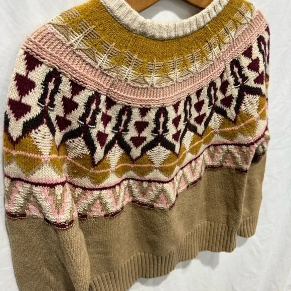 Sundance Fair Isle Knit Sweater PS Nordic Pattern Cotton Blend Crewneck Hippie - Picture 7 of 12